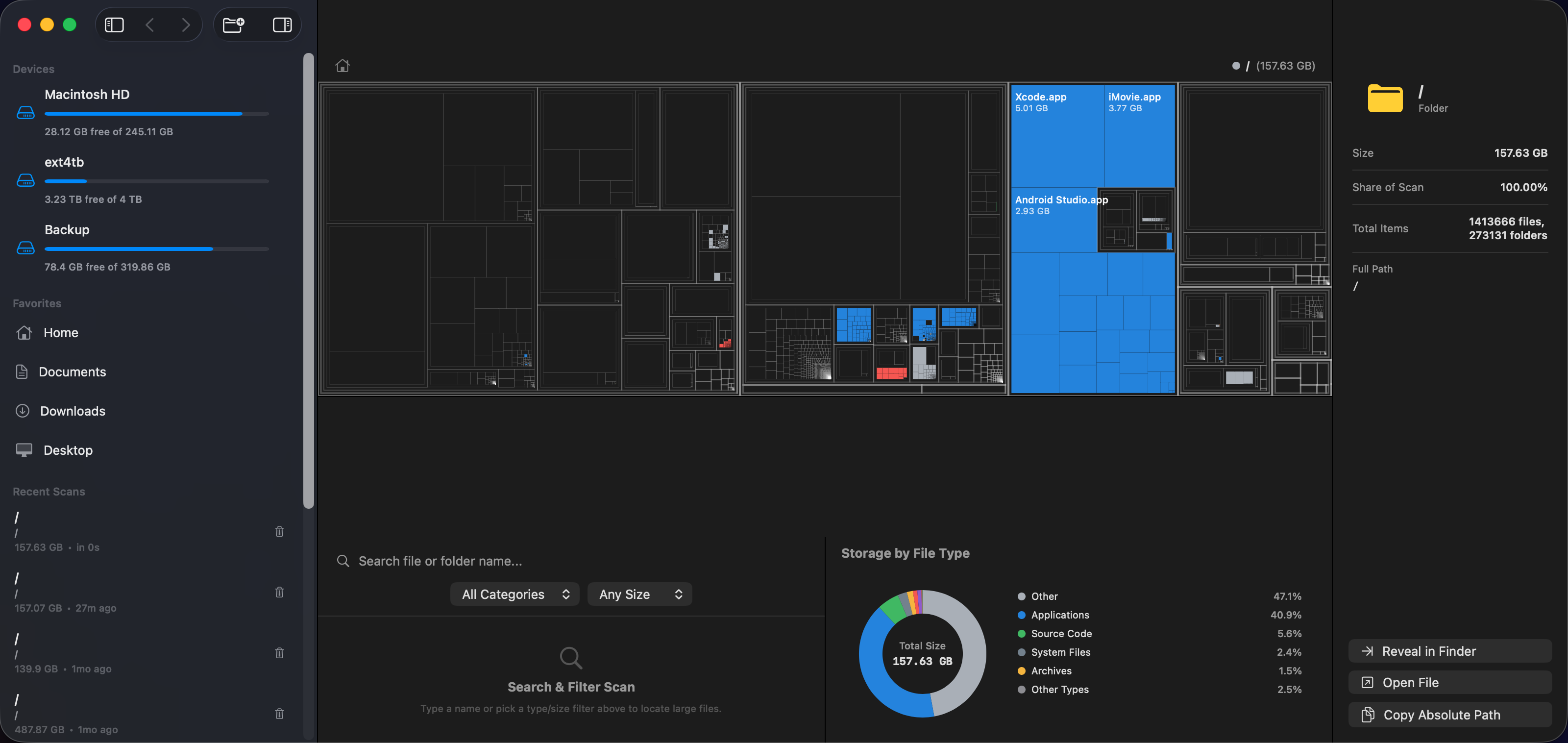 DiskView Native macOS Application Screenshot